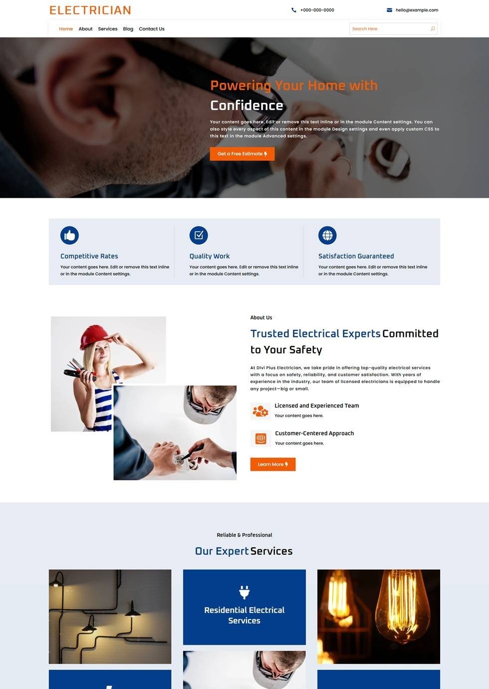 Home 11 | Evara Web Studio evara web design local electricians website sample