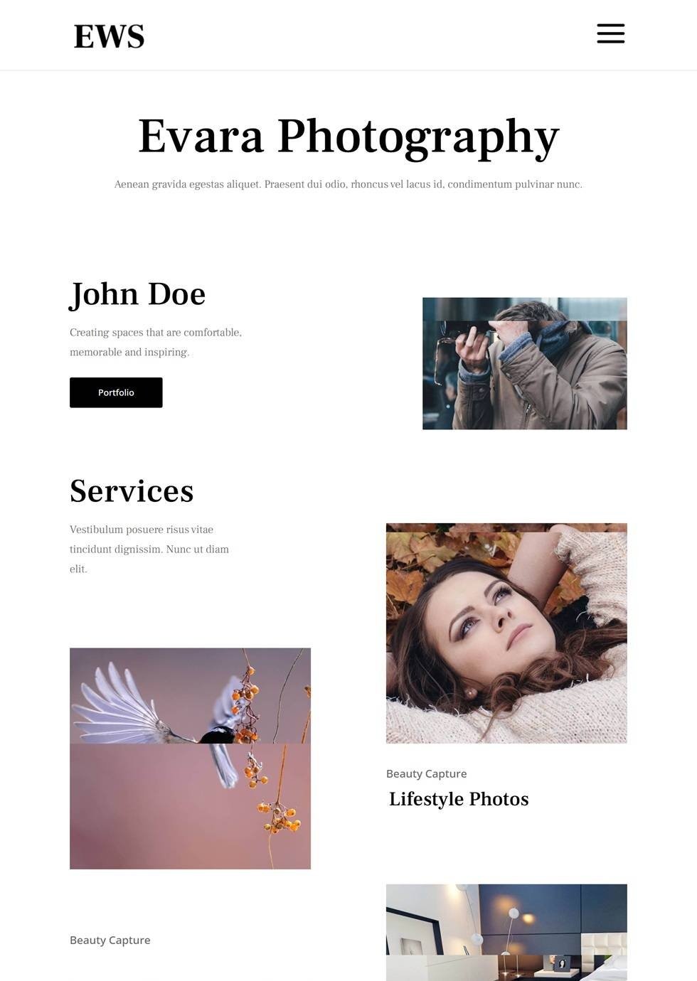 Home 9 | Evara Web Studio evara web design local photography website sample
